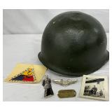 WWII U.S. M1 Helmet with Original Documentation and Related Items WWII U.S. M1 Helmet with Original Documentation and Related Items