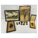 WWII Military Memorabilia Group Including Medals, Photographs, and Framed Items WWII Military Memorabilia Group Including Medals, Photographs, and Framed Items