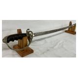 35-Inch Curved War Sword with Decorative Guard 35-Inch Curved War Sword with Decorative Guard
