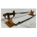 33-Inch Japanese Sword with Brass Hilt and Scabbard, Tokyo, Japan 33-Inch Japanese Sword with Brass Hilt and Scabbard, Tokyo, Japan