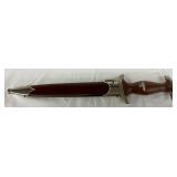 13-Inch German Dagger with Scabbard, Engraved Blade, and RZM Markings 13-Inch German Dagger with Scabbard, Engraved Blade, and RZM Markings