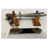 15-Inch WW2 German Presentation Knife with Stag Handle and Scabbard 15-Inch WW2 German Presentation Knife with Stag Handle and Scabbard