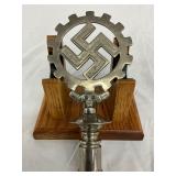 WWII Metal Flag Pole Topper with Gear and Swastika Design WWII Metal Flag Pole Topper with Gear and Swastika Design