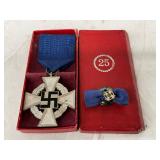 WWII German 25-Year Service Cross Medal with Case and Ribbon Bar WWII German 25-Year Service Cross Medal with Case and Ribbon Bar