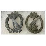 Two Early German Military Medal Pins with Eagle and Wreath Designs Two Early German Military Medal Pins with Eagle and Wreath Designs