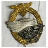 German WWII E-Boat War Badge with Eagle and Swastika Motif German WWII E-Boat War Badge with Eagle and Swastika Motif