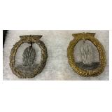 Two Kriegsmarine WWII Minesweeping Medals Featuring Laurel Wreath Motifs Two Kriegsmarine WWII Minesweeping Medals Featuring Laurel Wreath Motifs