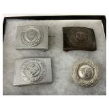 4 Early German WW2 Belt Buckles Including Standard Police and RAD Labor Designs 4 Early German WW2 Belt Buckles Including Standard Police and RAD Labor Designs