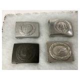 4 WWII German Belt Buckles in Various Designs and Materials 4 WWII German Belt Buckles in Various Designs and Materials