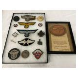 16 WWII German Military Badges, Patches, and Award Plaque with Certificate 16 WWII German Military Badges, Patches, and Award Plaque with Certificate