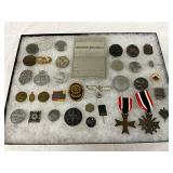 36 WW2 German Medals, Badges, and Documents in Display Case 36 WW2 German Medals, Badges, and Documents in Display Case