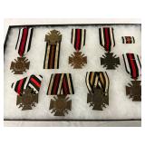 9 World War I Service Cross Medals with Ribbons, Early Germany WW2 Era 9 World War I Service Cross Medals with Ribbons, Early Germany WW2 Era