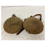 Two Early WWI Military Canteens with Canvas Covers Two Early WWI Military Canteens with Canvas Covers