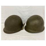 Two U.S. WWII M1 Helmets with Liners Two U.S. WWII M1 Helmets with Liners