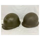 Two WWII U.S. Military M1 Helmets with Liners Two WWII U.S. Military M1 Helmets with Liners