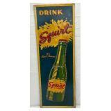 1951 Emb.  Squirt Soda Sign, Self-Framed, 15in x 42in