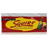 1958 Emb. Squirt Soda Advertising Sign, 27.5×10 