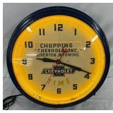 21in. Chevrolet Dealership Neon Clock: Chopping Chevrolet, Riverton, Wyoming