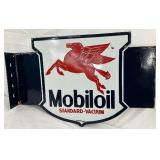 Porc.Mobiloil Flange Sign with Red Pegasus Logo 24×16 