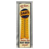 Emb.  Dad’s Root Beer Advertising Thermometer, 7 1/2″ x 27″