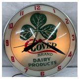 15in. Clover Brand Dairy Products Double Bubble Clock