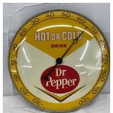 12in. Dr Pepper Hot or Cold Pam Clock Thermometer