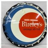 Convex Metal Bireley’s Orange Drink Bottle Cap Sign, 29 Inches