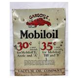 14x18 Emb. Mobil Oil Tin Tacker Sign by Vacuum Oil Company with Gargoyle