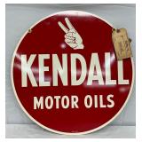 24in. DS  Kendall Motor Oils Metal Advertising Sign 