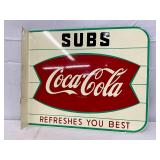 18x15 DS Coca-Cola Early Flange Sign with ‘Subs’ Header