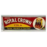 54×18 Emb. Royal Crown Cola Advertising Sign With Six-Pack Graphic