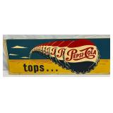 Pepsi-Cola Metal Advertising Sign by Stout Sign Co., 36×13 Inches