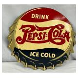 14in. Emb.  Pepsi-Cola Double Dot Die-Cut Metal Cap Sign