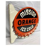 19x18 Mission Orange Ice Cold DS Flanged Tin Sign 