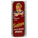 1953 Emb. Sunbeam Bread Self-Framed Metal Sign, 19x55 
