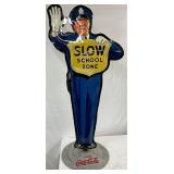 Coca-Cola Policeman School Crossing Sign with Coca-Cola Base, AM52, 30×63