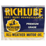 16x12 Richlube Motor Oil Metal Sign 