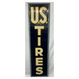 1940 Emb. U.S. Tires Advertising Sign, 19x73