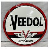 20in. Porc. Veedol Motorenöl Convex Advertising Sign