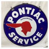 42in. DSP  ‘Pontiac Service’ Sign by Walker & Co. w/Ring & Brackets 