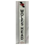 Emb Vertical Wooden ‘Wolf’s Head Motor Oil’ Sign