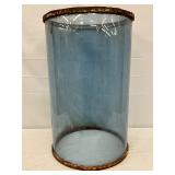 10G. Frye Blue-Tinted Org. Glass Cylinder with Metal Rims