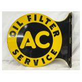 1947 AC Oil Filter Service Flange Sign, 14in x 12in