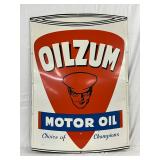 Oilzum Convex SS Metal Motor Oil Sign, 33 x 48