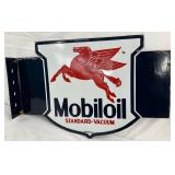 24x16 Porc.Mobiloil Flange Sign with Red Pegasus Logo