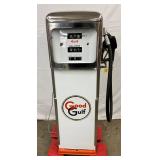 Good Gulf Model 1100 Chrome Top Pump with Orig. Porcelain Pump Sign