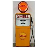 Restored Gilbarco Shell Gas Pump with Illuminated Globe