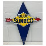 Porc. Blue Sunoco Pump Plate Sign, 19in x 22 1/2in