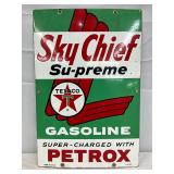 1963 18x12 Texaco Sky Chief Porc. Gas Pump Sign