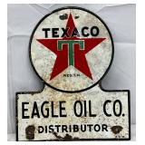 1946 Texaco Porc. Eagle Oil Co. Distributor Sign, 10 1/2 x 12 1/2 in.